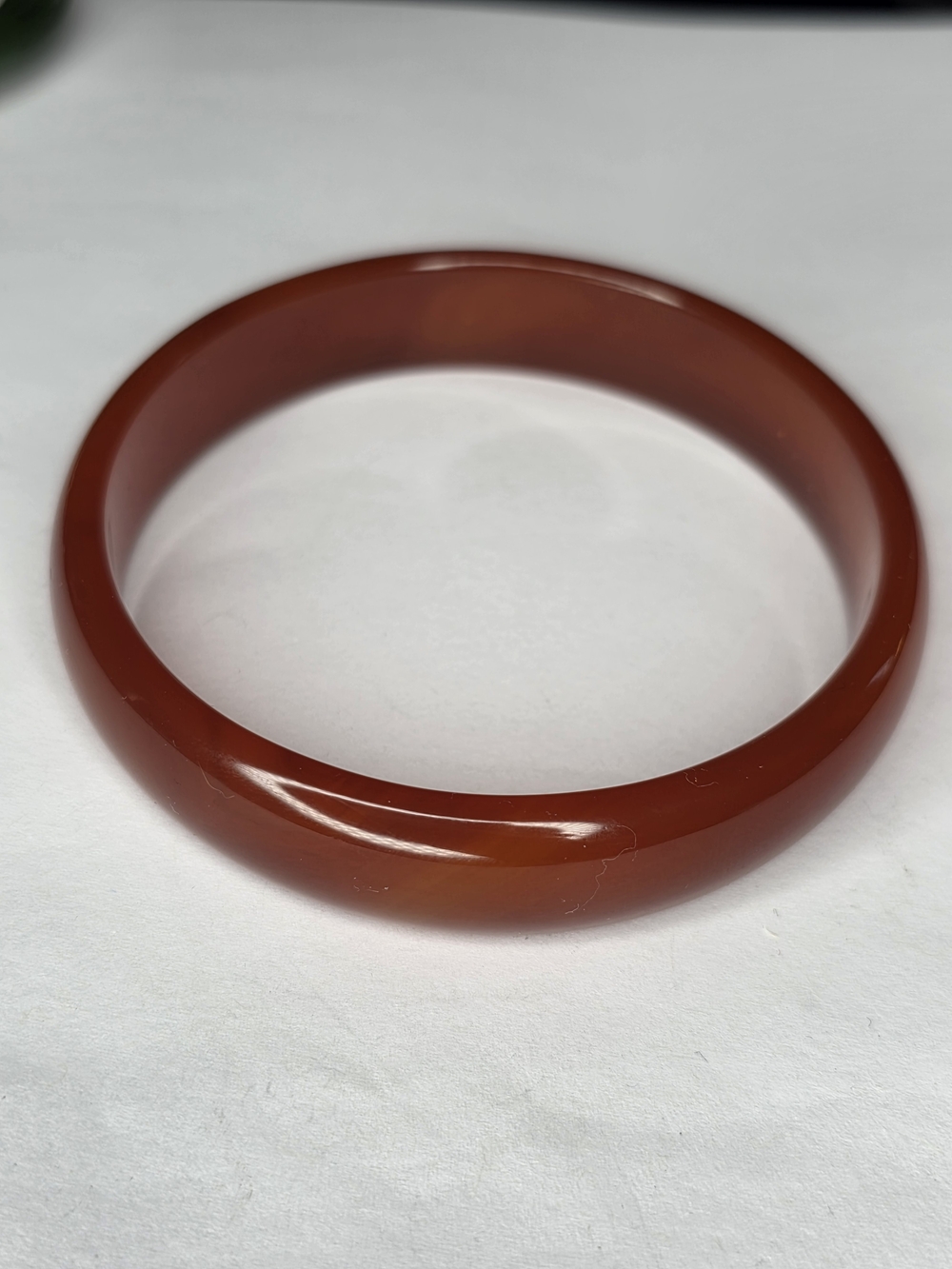 Vintage Carnelian Red Bangle Bracelet .5" Wide and 2.75" Across